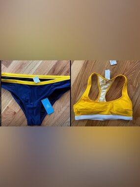 Cupshe Women's Navy and Yellow Bikini